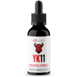 CT Labs YK11 Suspension bottle, 30ml, featuring a black design with a white label, highlighting "YK11" and "Enhanced Formula," emphasizing high purity for laboratory research use.